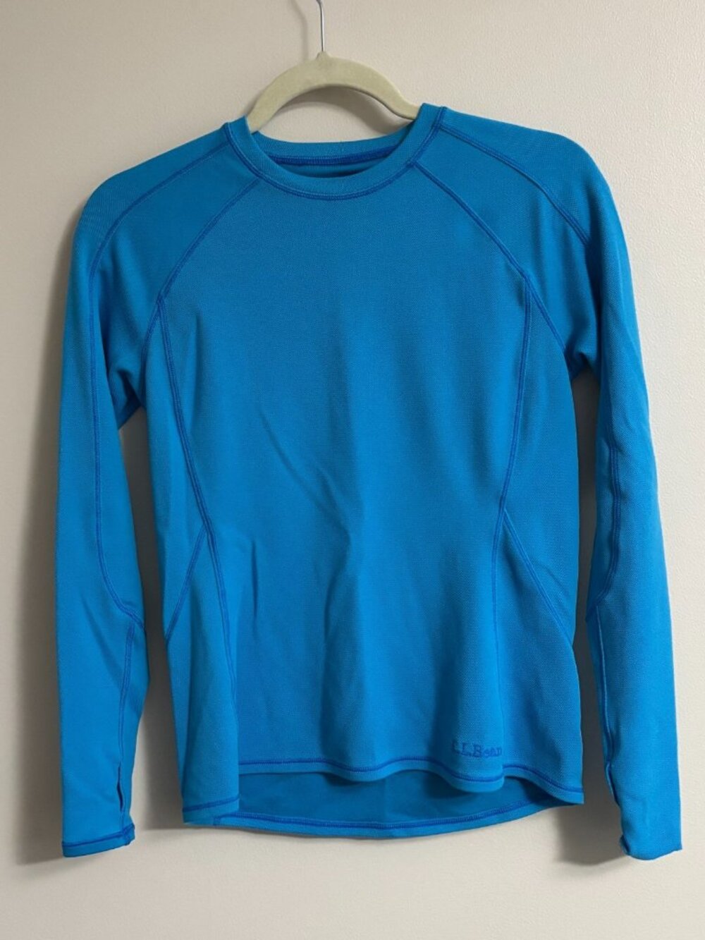 L.L.Bean Womens Blue Midweight Base Layer Crew Top Small XS Petite - Picture 8 of 10